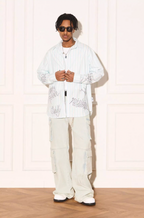 EMPTY REFERENCE Stripe Split Graffiti Printed Letter Long Sleeve Shirt