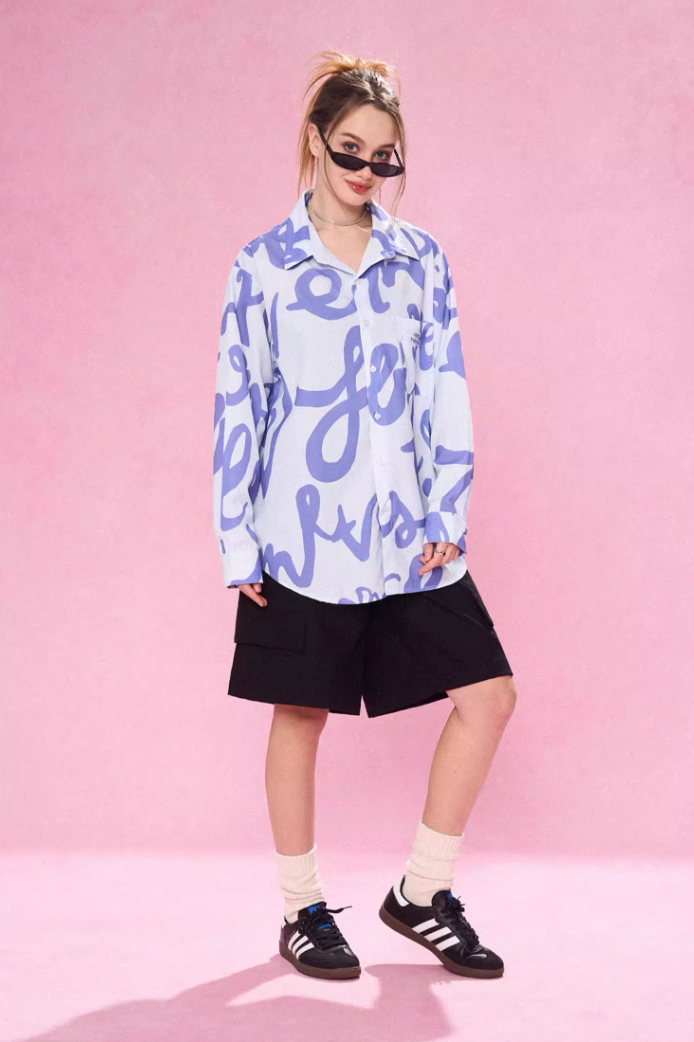 EMPTY REFERENCE Text Full Print Long Sleeve Shirt