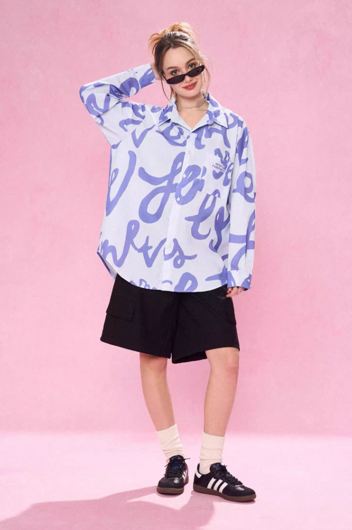 EMPTY REFERENCE Text Full Print Long Sleeve Shirt