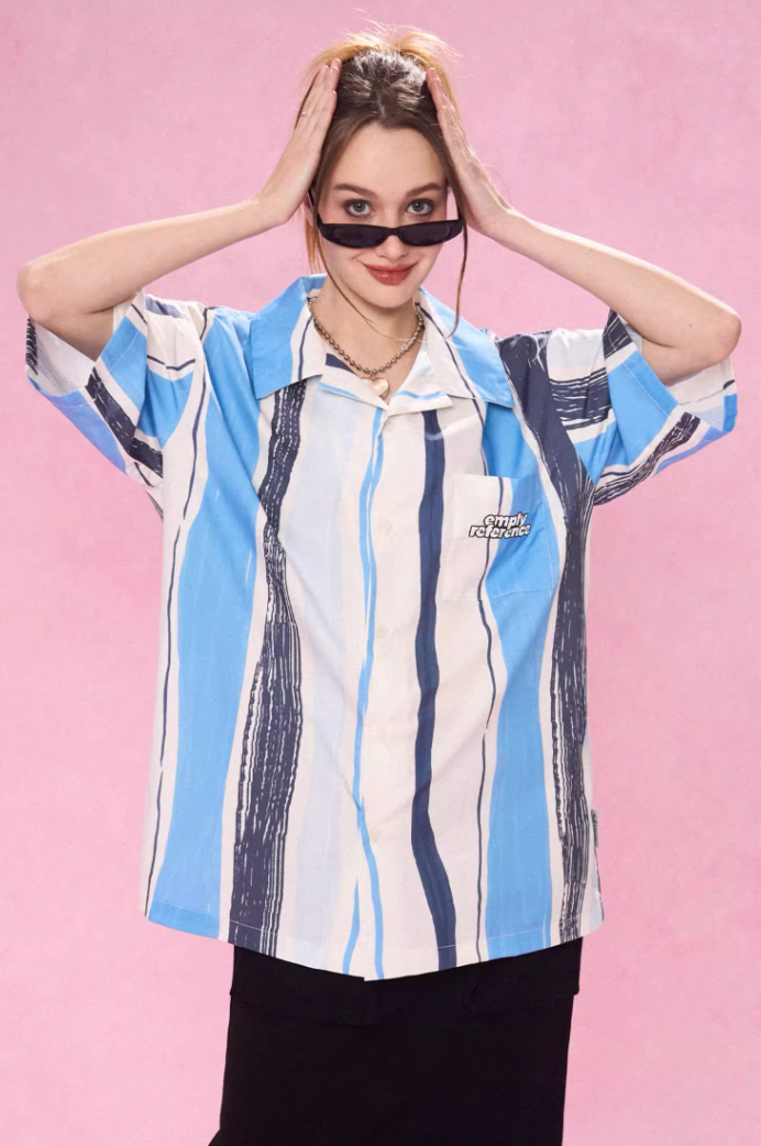 EMPTY REFERENCE Art Stripe Painting Short Sleeve Shirt