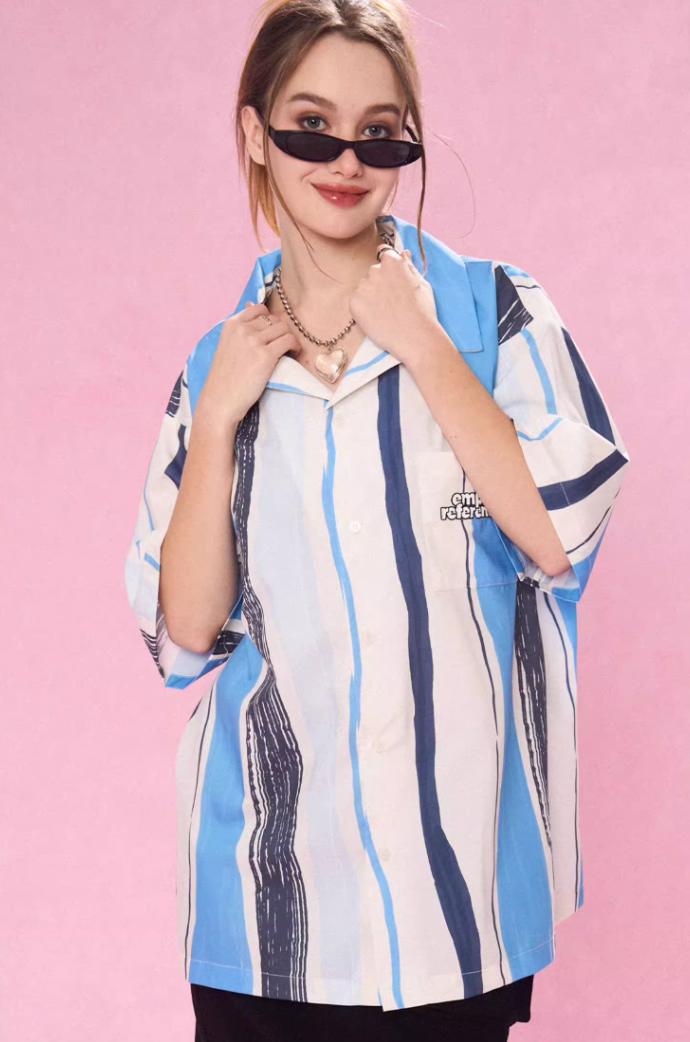 EMPTY REFERENCE Art Stripe Painting Short Sleeve Shirt