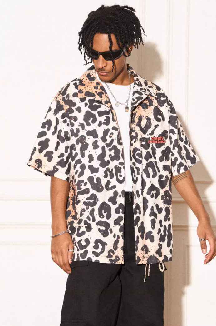 EMPTY REFERENCE Leopard Print Short Sleeved Shirt