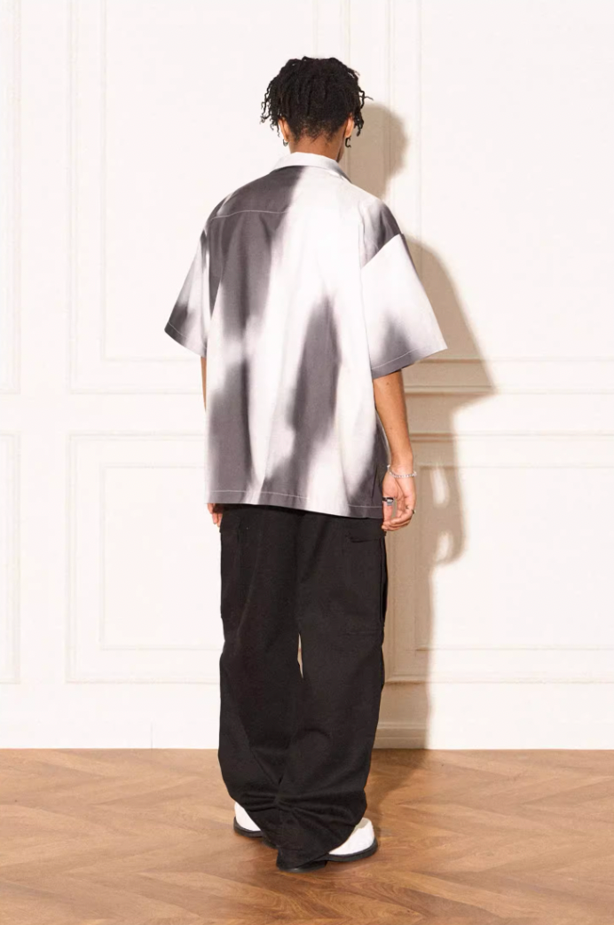 EMPTY REFERENCE Shadow Color Blocking Short Sleeve Shirt