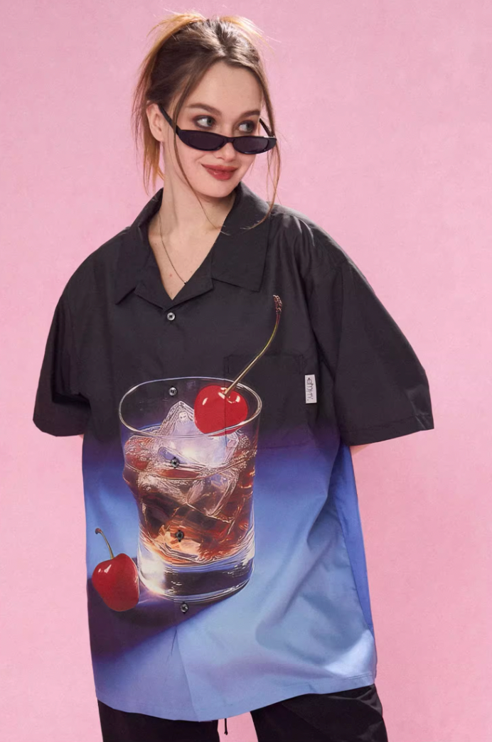 EMPTY REFERENCE Fantasy Wine Glass Short Sleeve Shirt