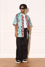 EMPTY REFERENCE Color Clash Leopard Print Short Sleeve Shirt