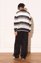 EMPTY REFERENCE Woven Striped Knit Cardigan