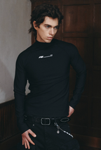 ANTIDOTE Slim Pit Stripe Stretch Half High Neck Long Sleeve Tee