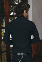 ANTIDOTE Slim Pit Stripe Stretch Half High Neck Long Sleeve Tee
