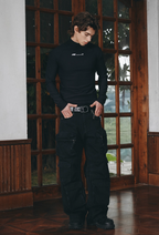 ANTIDOTE Slim Pit Stripe Stretch Half High Neck Long Sleeve Tee