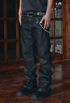 ANTIDOTE Coated Distressed Slim Fit Micro Flare Denim Jeans