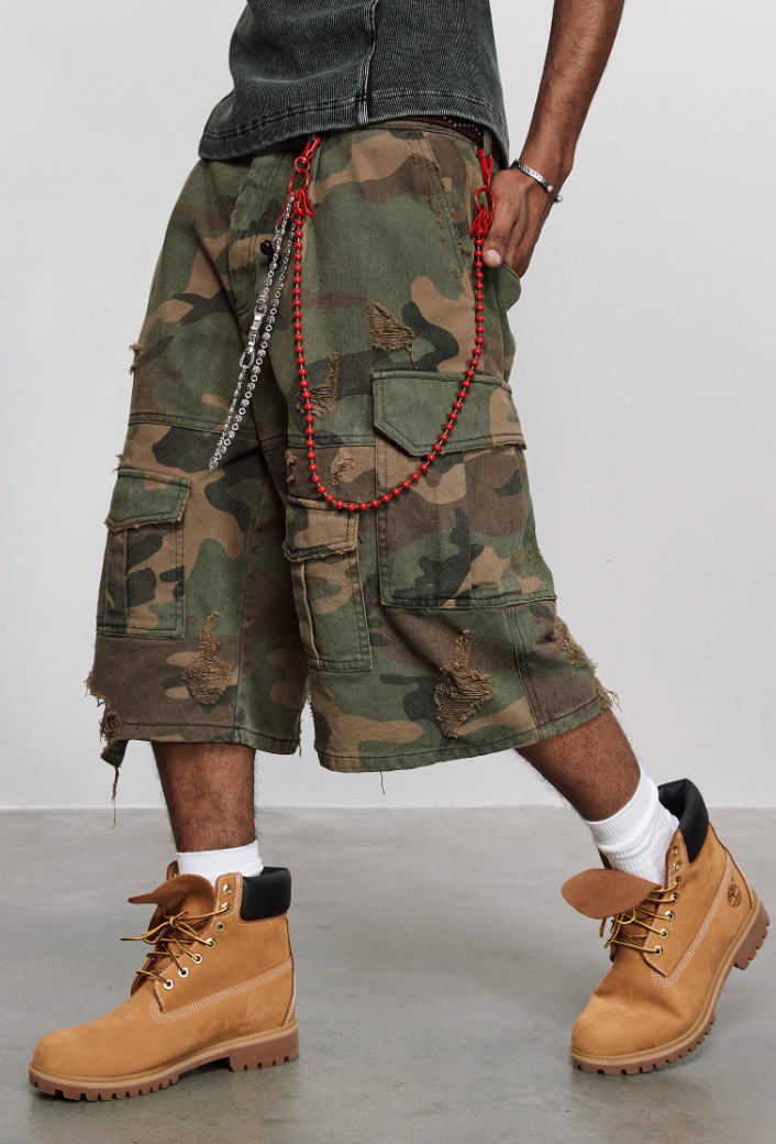 ANTIDOTE Destruction Camouflage Washed Short Cargo Work Pants