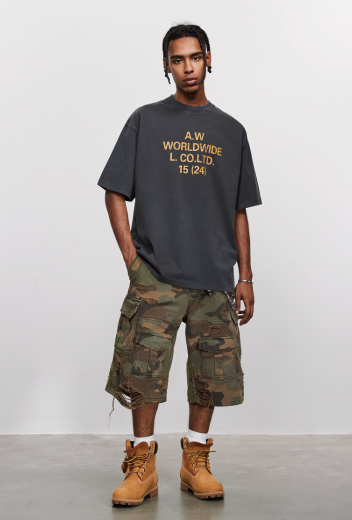 ANTIDOTE Destruction Camouflage Washed Short Cargo Work Pants