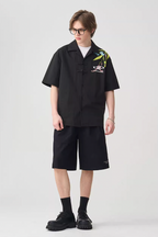 Harsh and Cruel Floral Embroidery Knots Cuban Shirt