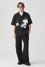 Harsh and Cruel Rose Patches Embroidered Cuban Shirt
