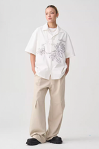 Harsh and Cruel Rose Patches Embroidered Cuban Shirt
