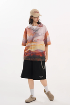 Harsh and Cruel Sunset Landscape Oil Painting Shirt