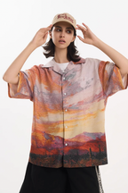 Harsh and Cruel Sunset Landscape Oil Painting Shirt