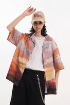 Harsh and Cruel Sunset Landscape Oil Painting Shirt