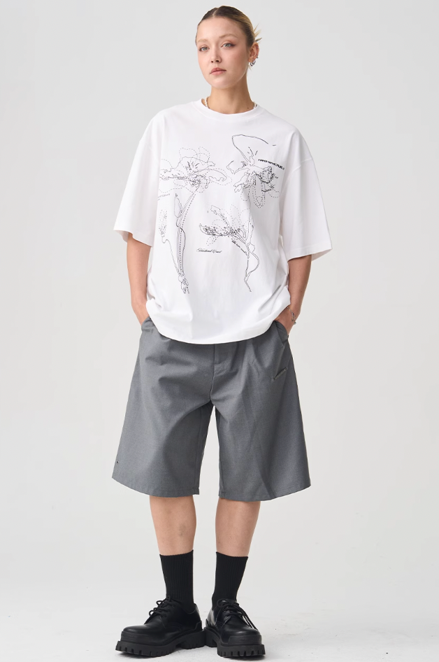 Harsh and Cruel Dotted Lines Flower Tee