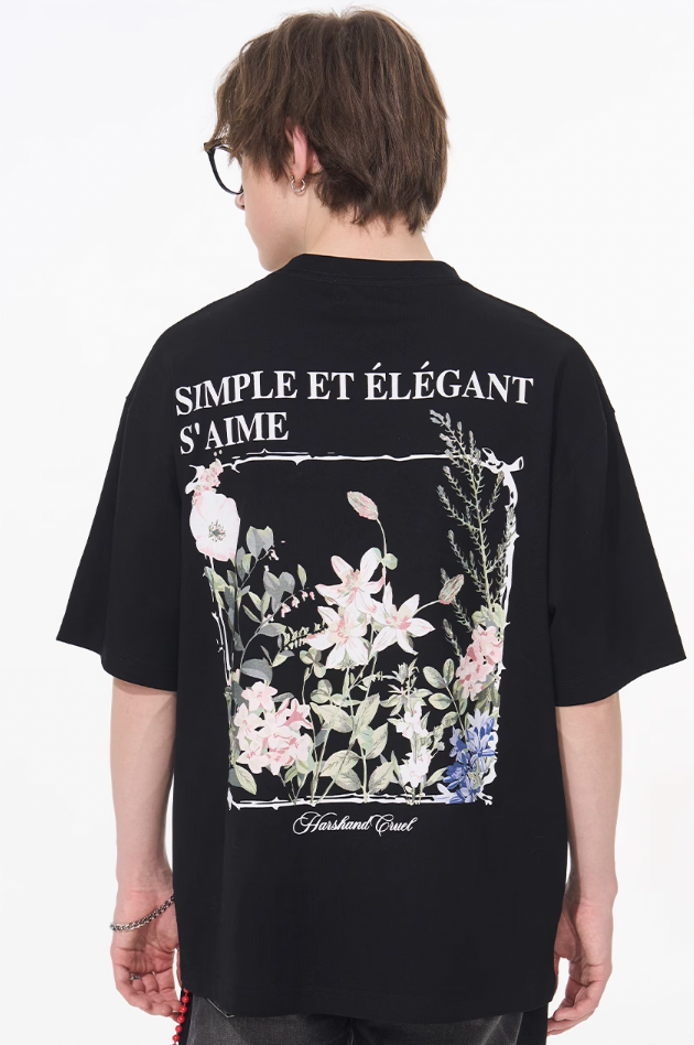Harsh and Cruel Ink Illustration Floral Tee
