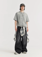 F3F Select Washed Wide Leg Tuck Jeans