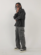 F3F Select Washed Patchwork Multi Pocket Work Cargo Pants
