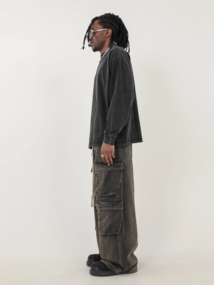 F3F Select Gradient Washed Multi Pocket Work Cargo Jeans