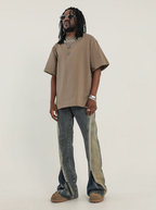 F3F Select Stitching Zipper Washed Flare Jeans