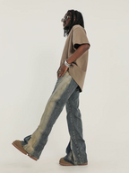 F3F Select Stitching Zipper Washed Flare Jeans