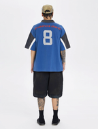 F2CE Washed & Old Splicing Printed Polo Shirt