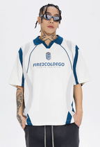 F2CE Deconstruction Contrast Color Uniform Polo Shirt