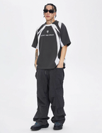F2CE Deconstruction Stitching Contrast Color Printing Sports Polo Shirt