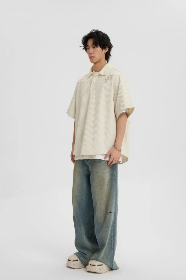 JHYQ Beaded Embroidery Short Sleeved Polo