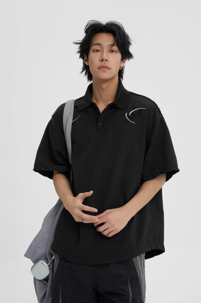 JHYQ Beaded Embroidery Short Sleeved Polo