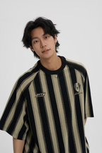JHYQ Contrast Striped Neck Beaded Tee