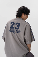 JHYQ Striped Shoulder Logo Printing Tee