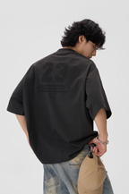 JHYQ Striped Shoulder Logo Printing Tee