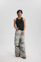 JHYQ Dirty Dye Multi Pocket Removable Work Cargo Pants