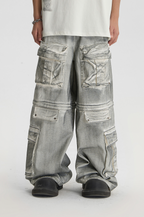JHYQ Dirty Dye Multi Pocket Removable Work Cargo Pants