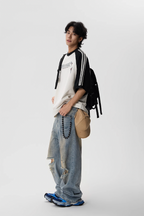 JHYQ Washed Holes Old Dirty Dyed Baggy Jeans