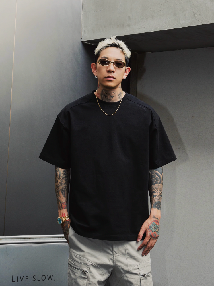 S45 Shoulder Small Embroidered Logo Tee