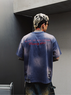 S45 Plaid Patchwork Washed Embroidered Logo Tee