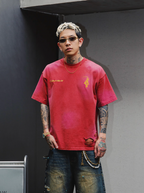S45 Plaid Patchwork Washed Embroidered Logo Tee