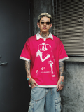 S45 Portrait Fake Two-Piece Dirty Water Washing Polo