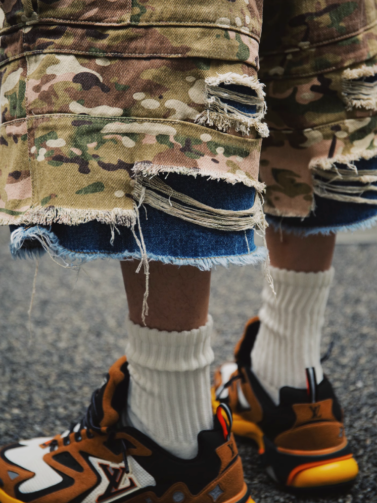 S45 Double Layer Destruction Camouflage Shorts