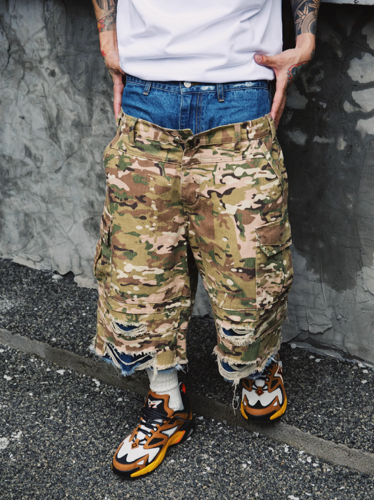 S45 Double Layer Destruction Camouflage Shorts