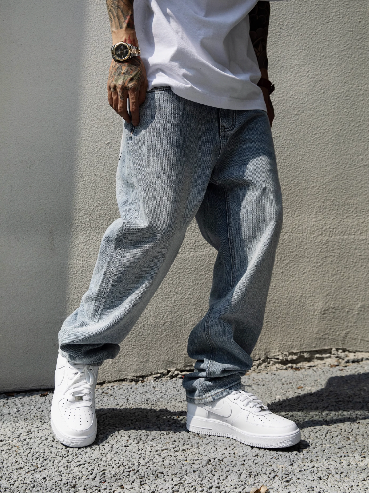 S45 Embroidered Basic Washed Jeans