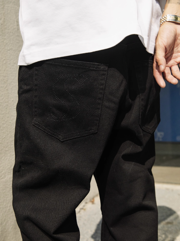 S45 Embroidered Basic Washed Jeans