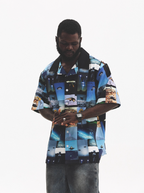 UNTILWERICH Cuban Collar UFO Short Sleeve Shirt