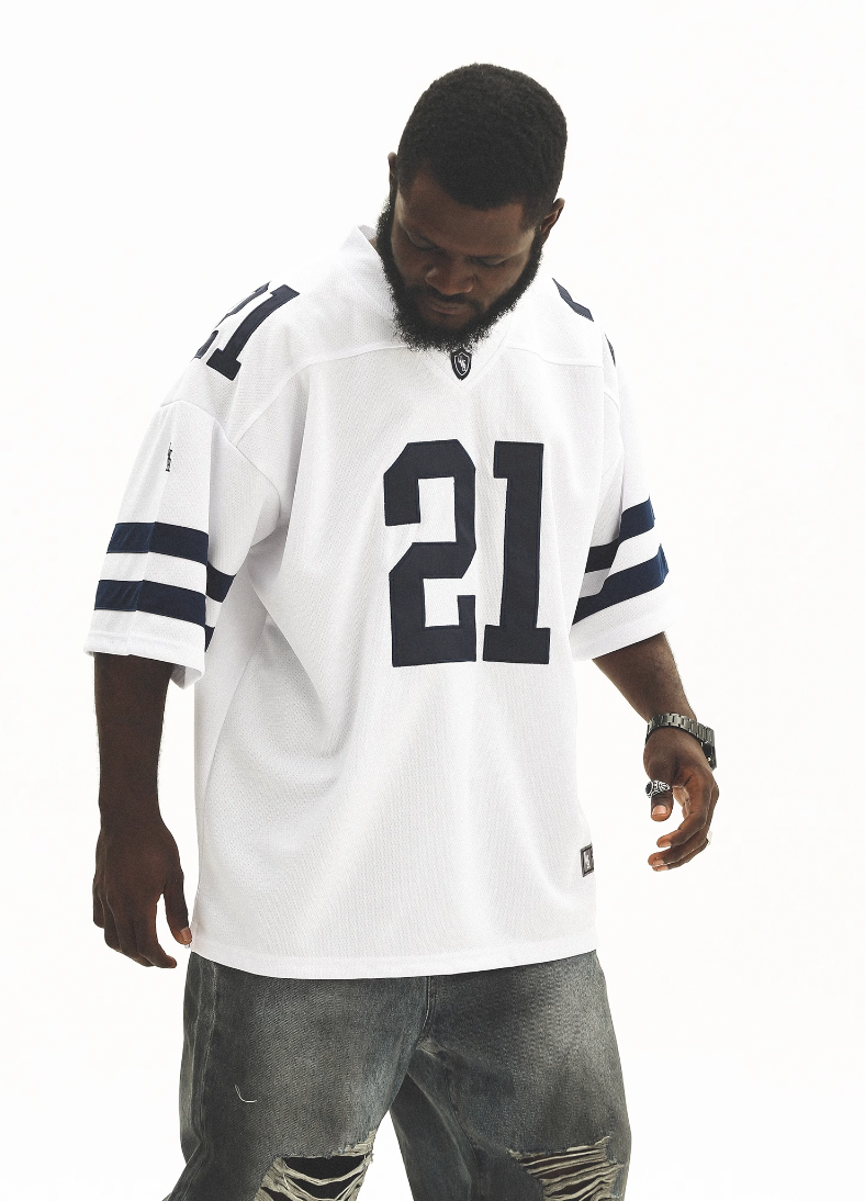 UNTILWERICH Mesh Quilting Embroidered Hockey Jersey